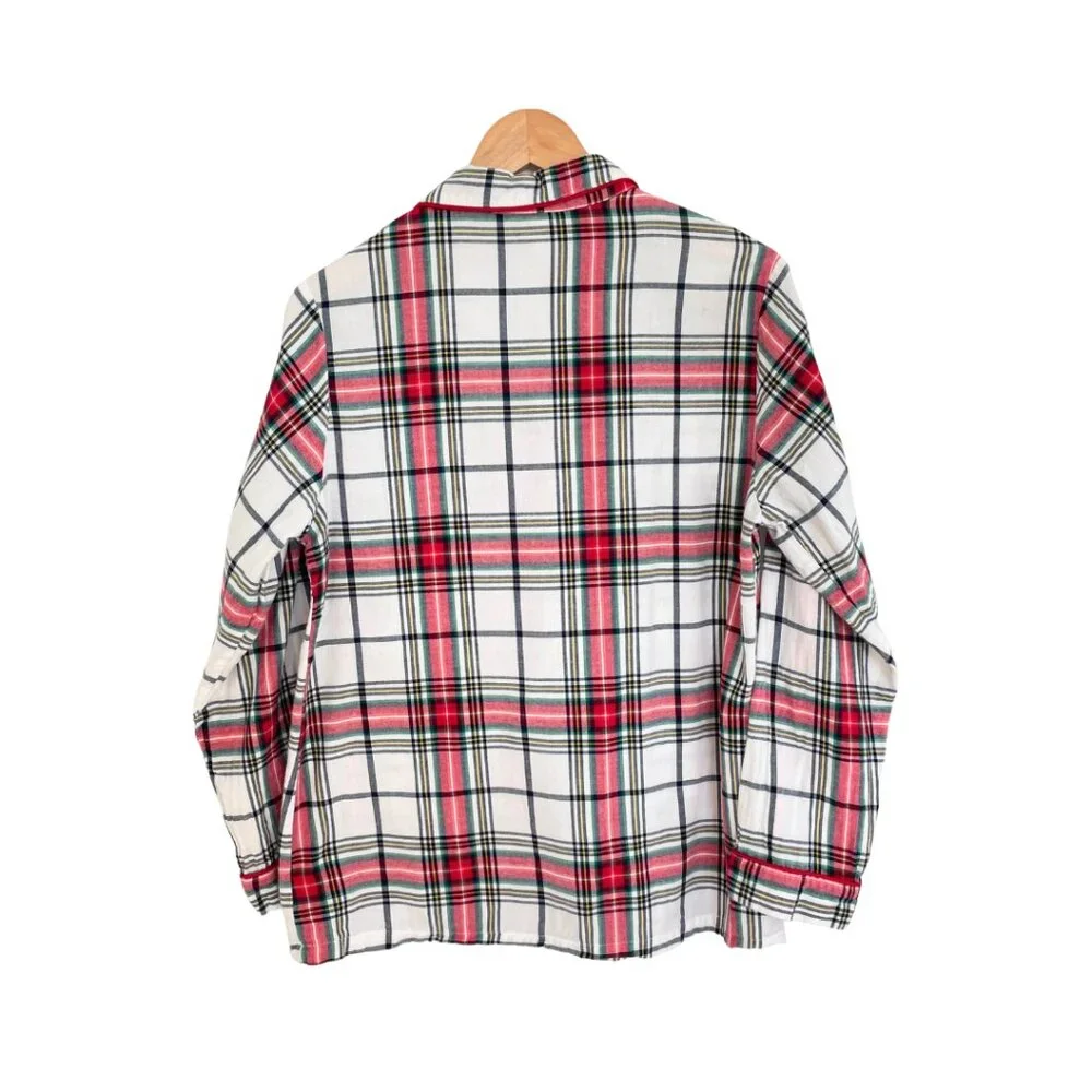 Wondershop Target Pajama Shirt Women Medium Flannel Plaid White Tartan Sleepwear - Picture 3 of 13